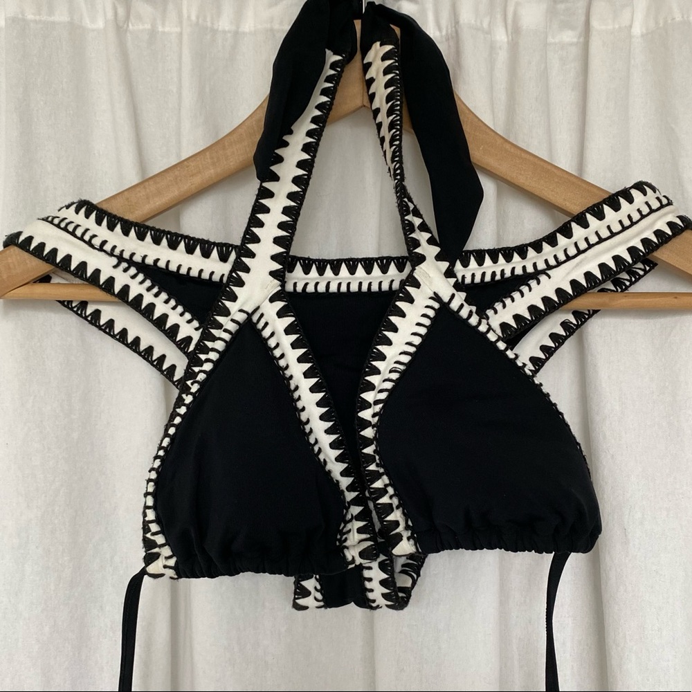 Seafolly bikini set black & white string tie top
